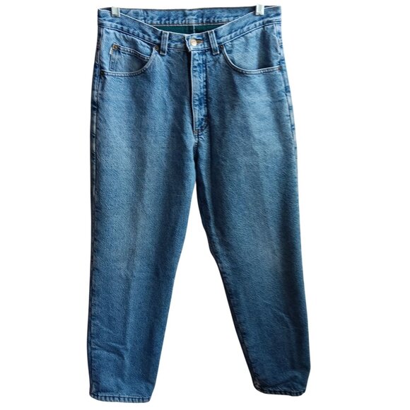 Vintage 1990's Men's 32x30 L.L.Bean Lined Natural Denim Jeans Green Fleece Liner - Picture 2 of 8